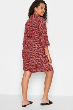 M&Co Womens Red Geometric Print Shirt Dress><noscript><img width=