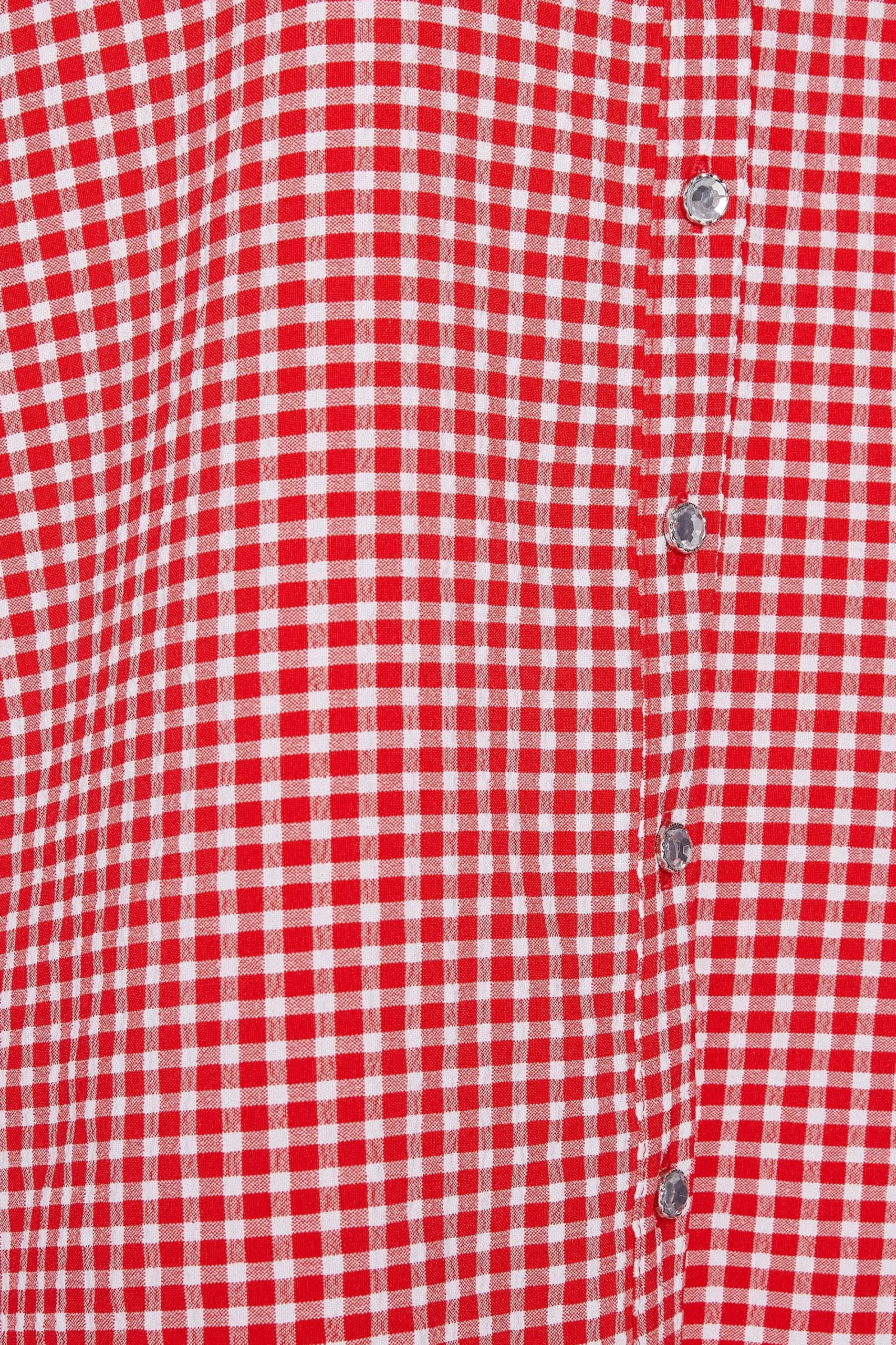 M&Co Womens Red Gingham Short Sleeve Shirt>Women Short Sleeve Tops
