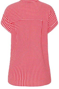 M&Co Womens Red Gingham Short Sleeve Shirt><noscript><img width=