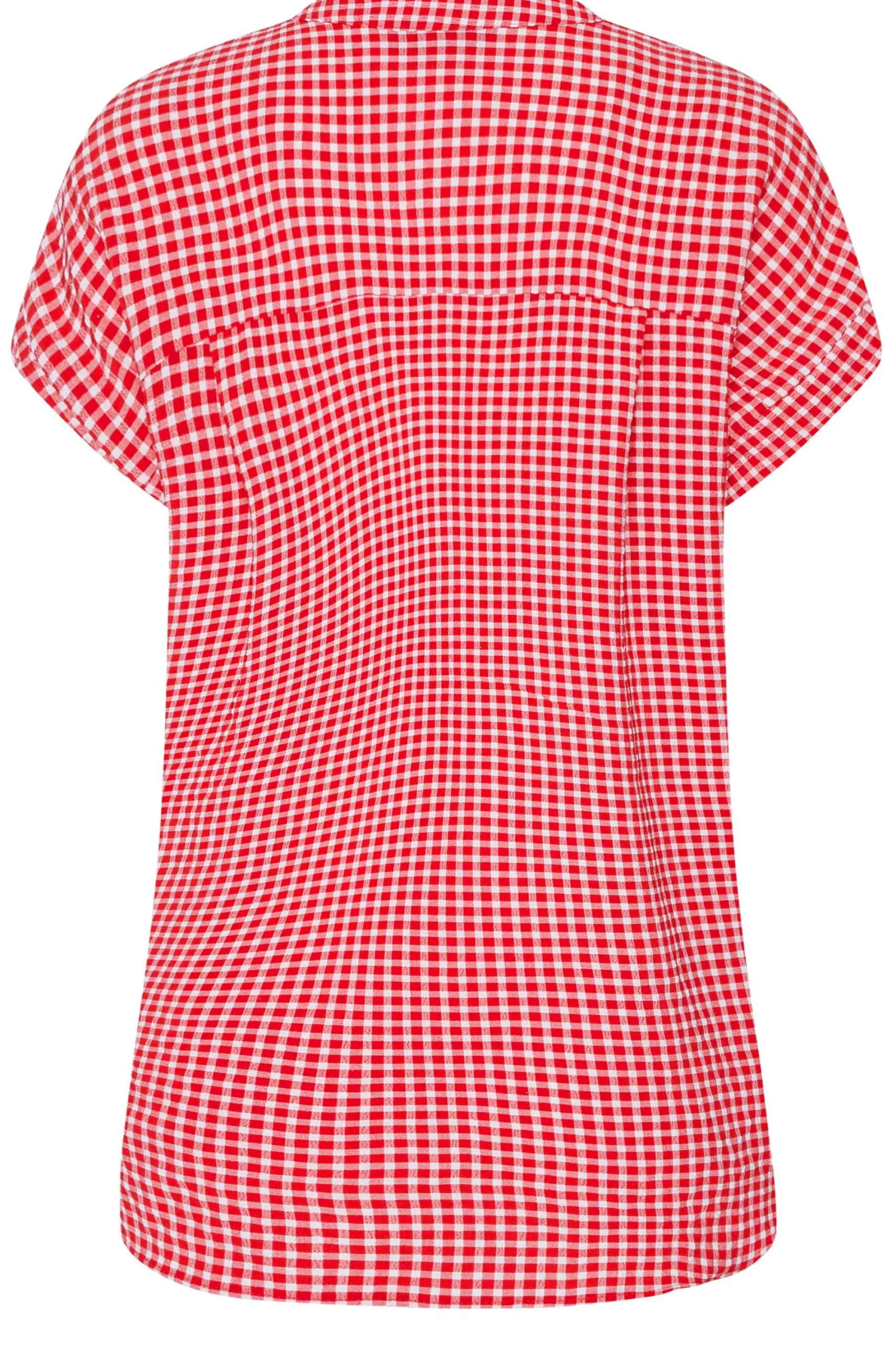 M&Co Womens Red Gingham Short Sleeve Shirt>Women Short Sleeve Tops