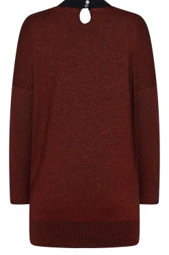 M&Co Womens Red Glitter Cut Out Tunic Jumper><noscript><img width=