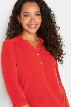 M&Co Womens Red Half Placket Jersey Shirt><noscript><img width=