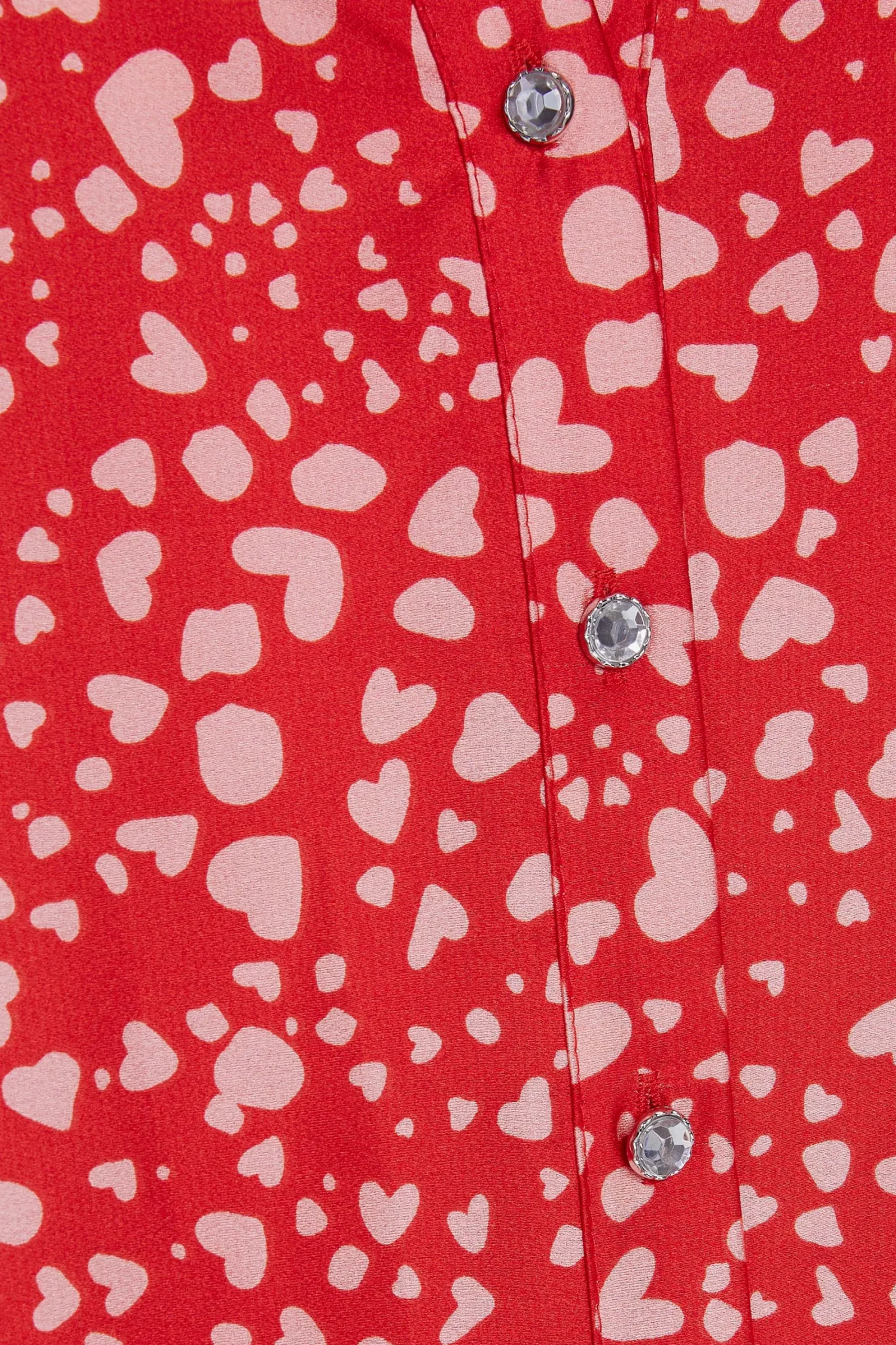 M&Co Womens Red Heart Print Shirt>Women Short Sleeve Tops