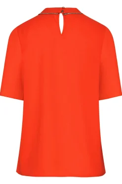 M&Co Womens Red Keyhole Sequin Blouse><noscript><img width=