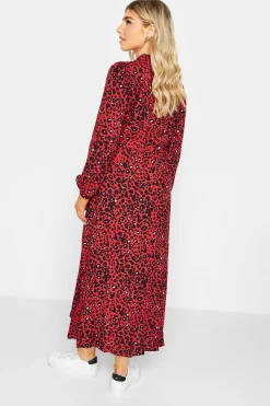 M&Co Womens Red Leopard Print Midaxi Shirt Dress><noscript><img width=