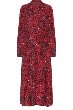 M&Co Womens Red Leopard Print Midaxi Shirt Dress><noscript><img width=