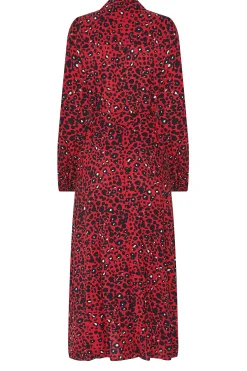M&Co Womens Red Leopard Print Midaxi Shirt Dress><noscript><img width=