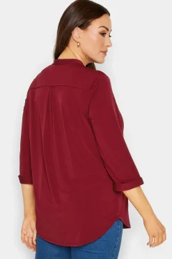 M&Co Womens Red Placket Jersey Shirt><noscript><img width=
