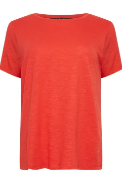 M&Co Womens Red Short Sleeve Cotton Blend T-Shirt><noscript><img width=