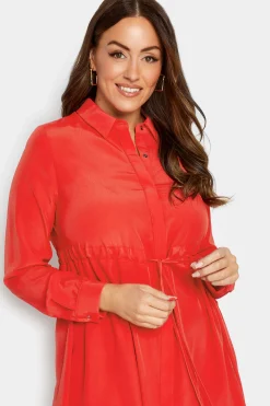 M&Co Womens Red Tie Waist Tunic Shirt><noscript><img width=