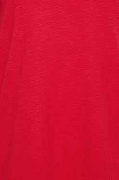 M&Co Womens Red V-Neck Long Sleeve Cotton Blend T-Shirt><noscript><img width=