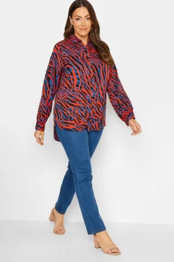 M&Co Womens Red Zebra Print Long Sleeve Shirt>Women Shirts