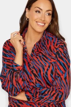 M&Co Womens Red Zebra Print Long Sleeve Shirt><noscript><img width=