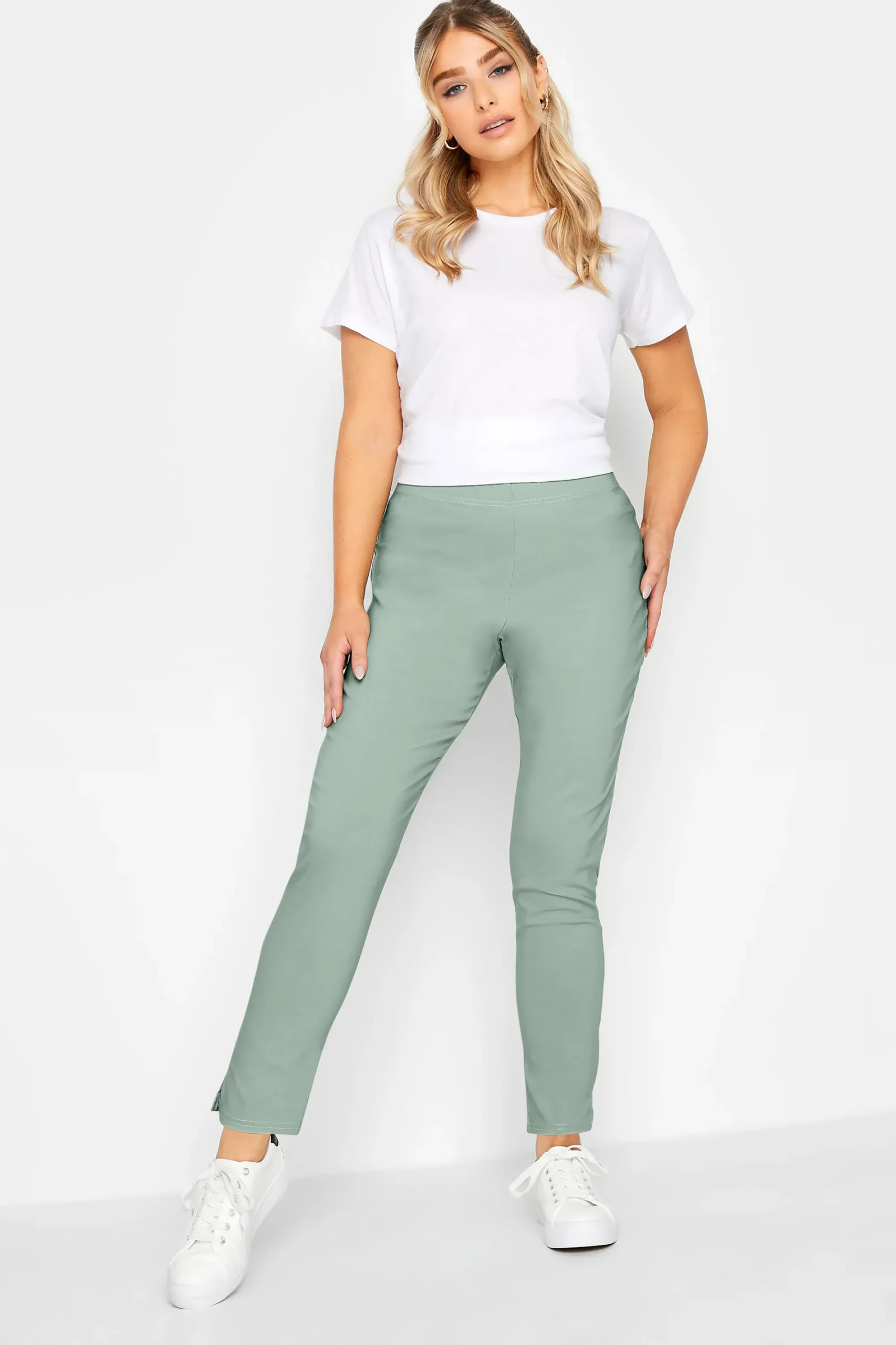 M&Co Womens Sage Green Stretch Bengaline Trousers>Women Trousers