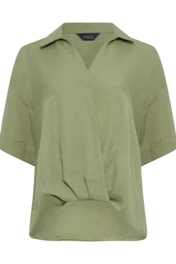 M&Co Womens Sage Green V-Neck Wrap Blouse><noscript><img width=