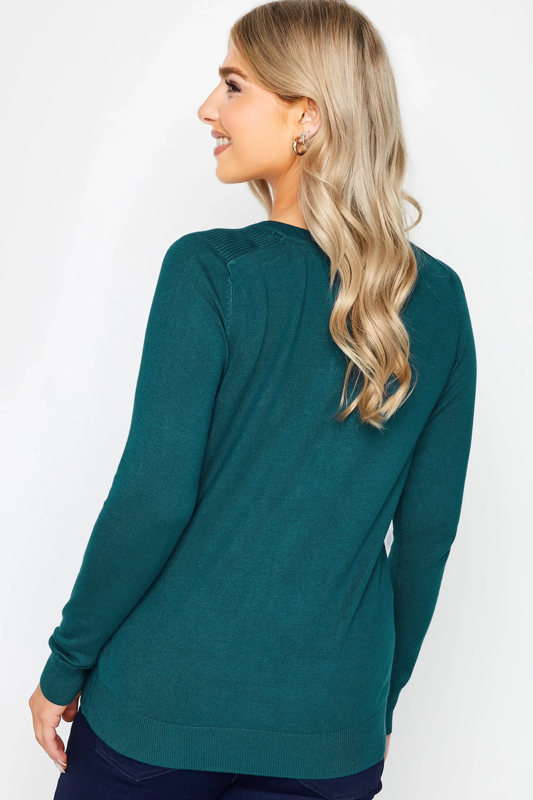 M&Co Womens Teal Green Ribbed Shoulder Cardigan>Women Cardigan