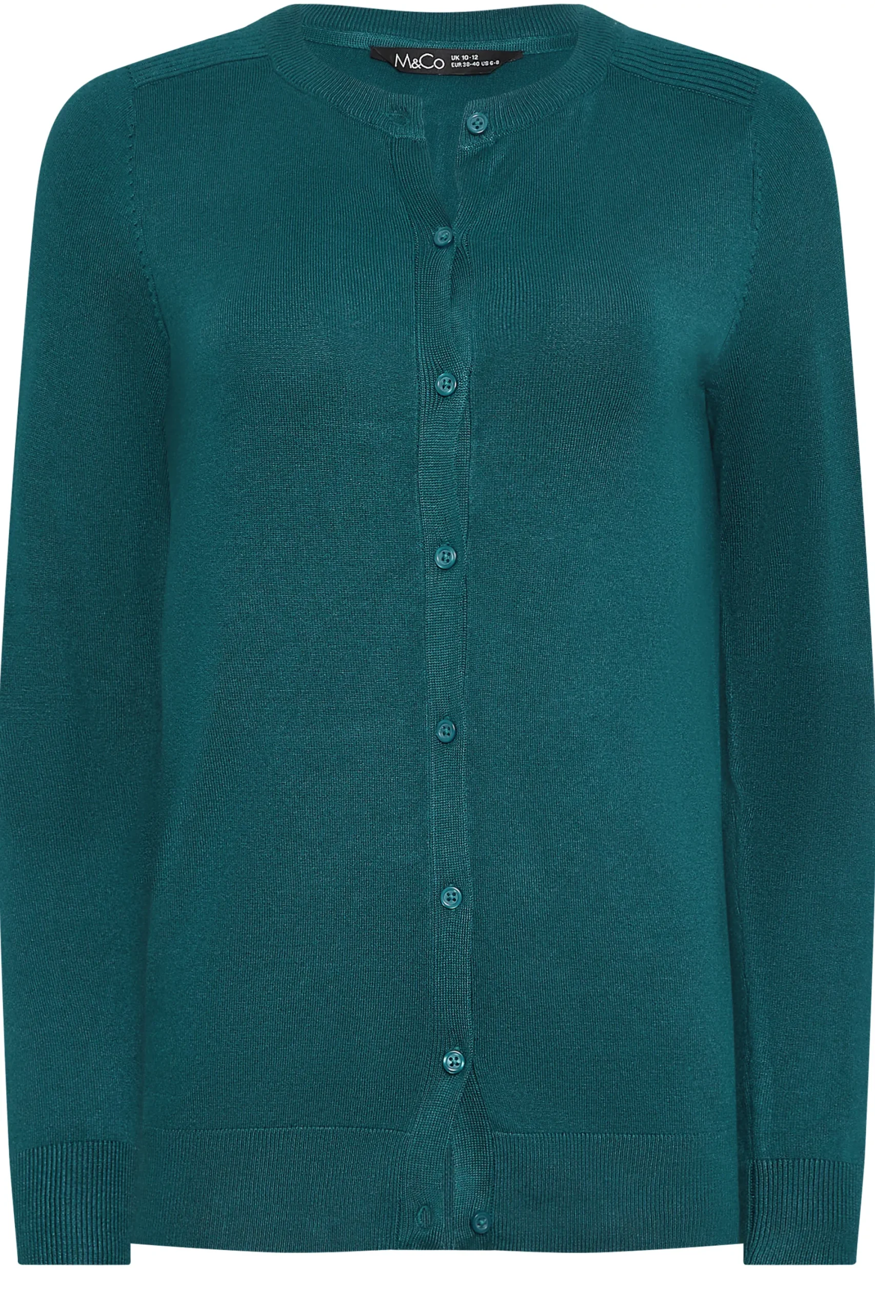 M&Co Womens Teal Green Ribbed Shoulder Cardigan>Women Cardigan