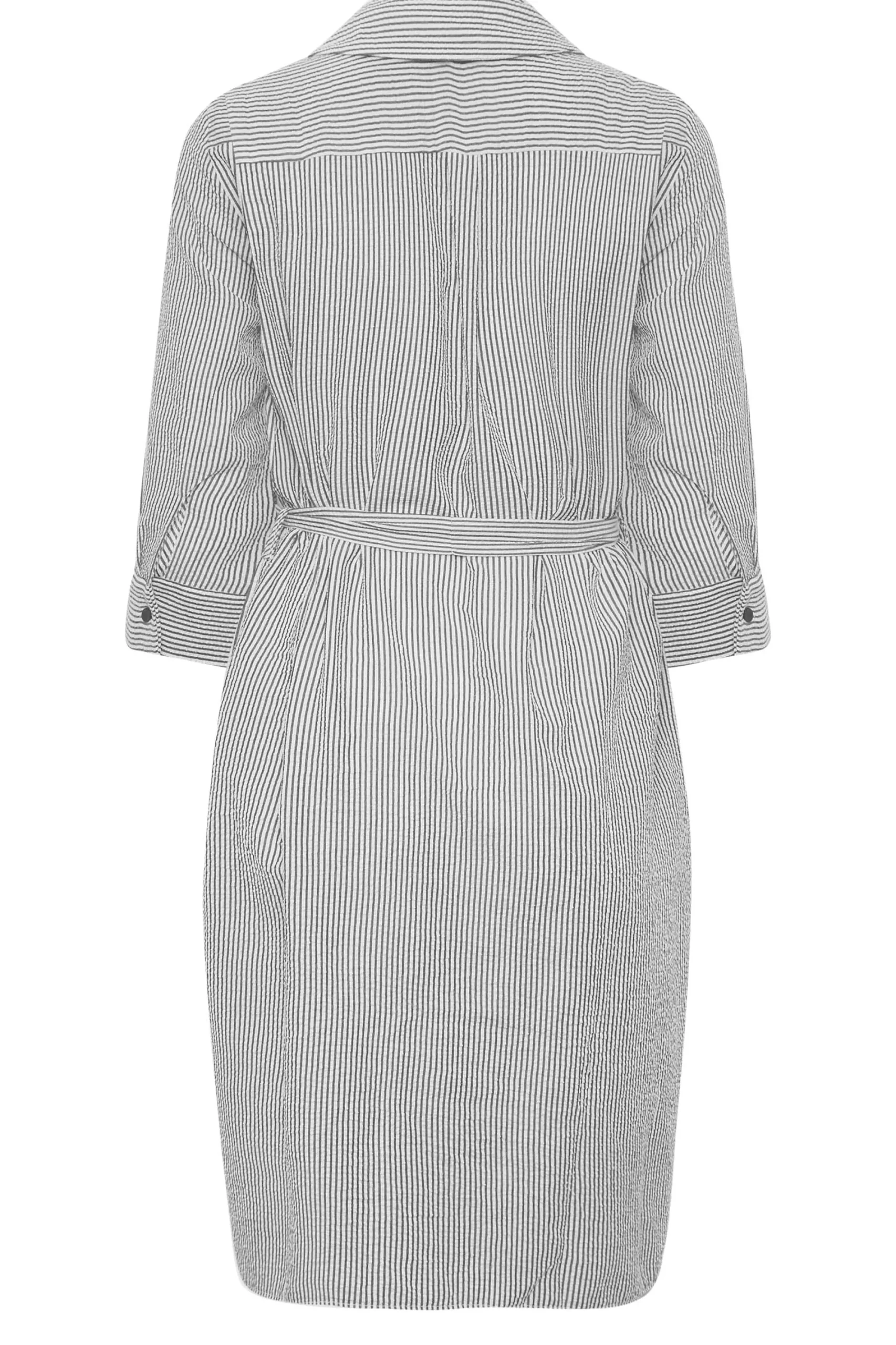 M&Co Womens White & Black Stripe Print Tie Waist Tunic Shirt Dress>Women Shirt Dresses