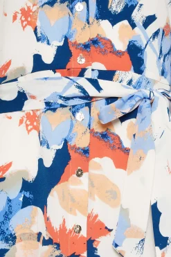M&Co Womens White & Blue Floral Print Button Through Shirt Dress><noscript><img width=