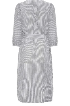 M&Co Womens White & Grey Stripe Print Tie Waist Tunic Dress><noscript><img width=