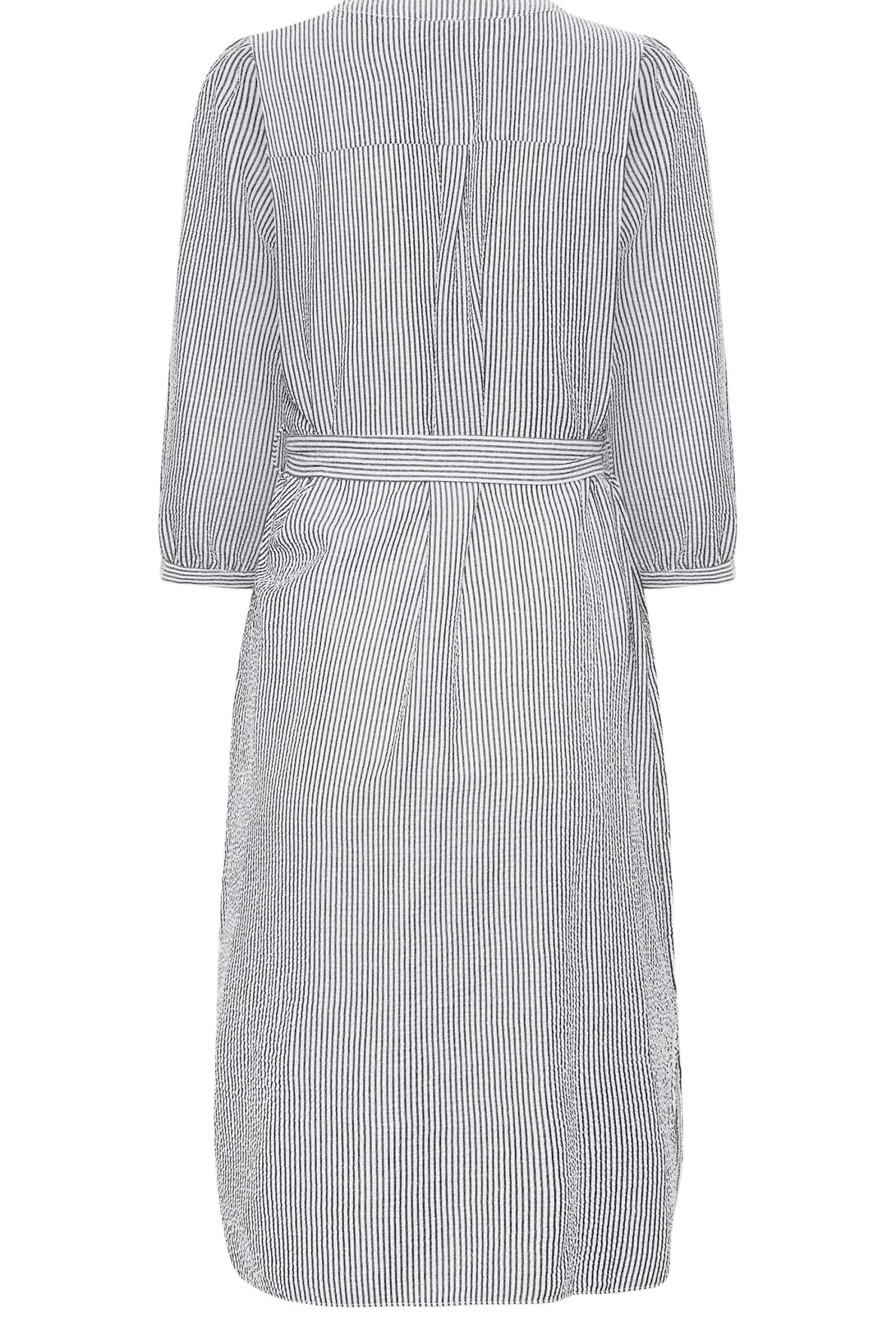 M&Co Womens White & Grey Stripe Print Tie Waist Tunic Dress>Women Shirt Dresses