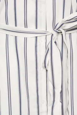 M&Co Womens White & Navy Blue Stripe Print Tie Waist Tunic Shirt Dress><noscript><img width=