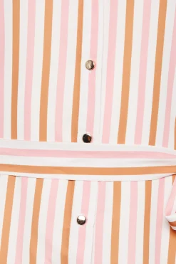 M&Co Womens White & Pink Stripe Tie Waist Blouse><noscript><img width=