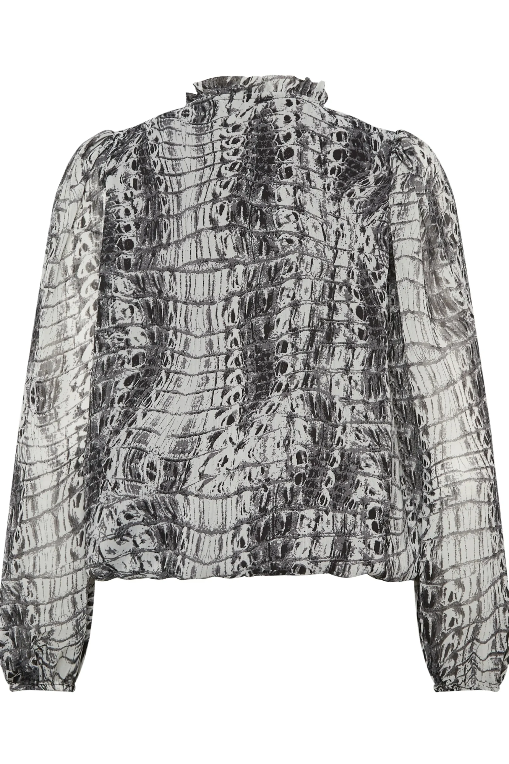 M&Co Womens White Abstract Print Tie Neck Blouse>Women Blouses