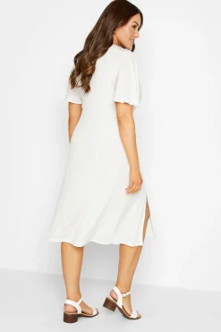 M&Co Womens White Angel Sleeve Split Hem Midi Dress><noscript><img width=