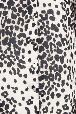 M&Co Womens White Animal Print Frill Sleeve Button Through Blouse><noscript><img width=