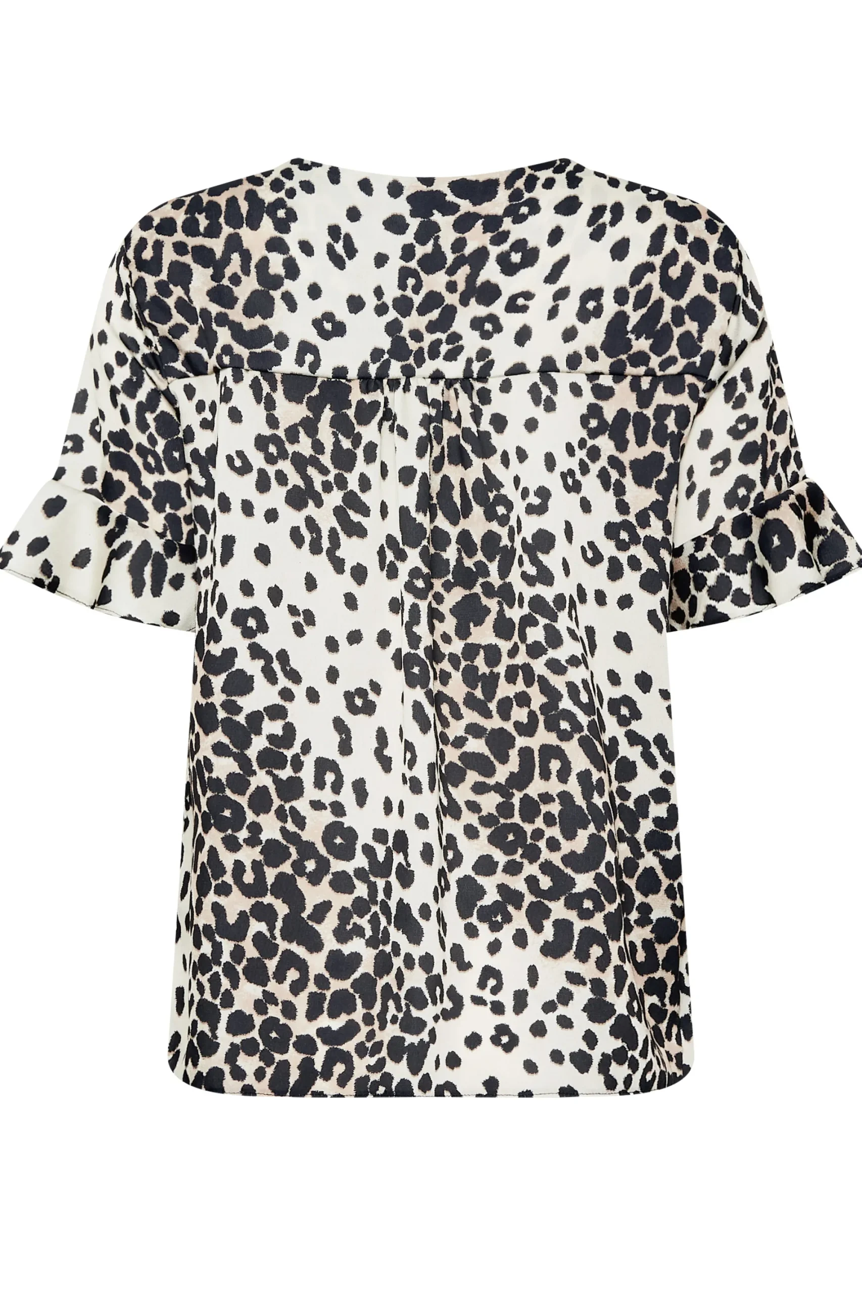 M&Co Womens White Animal Print Frill Sleeve Button Through Blouse>Women Short Sleeve Tops