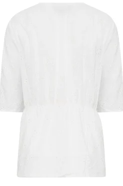 M&Co Womens White Broderie V-Neck Blouse><noscript><img width=