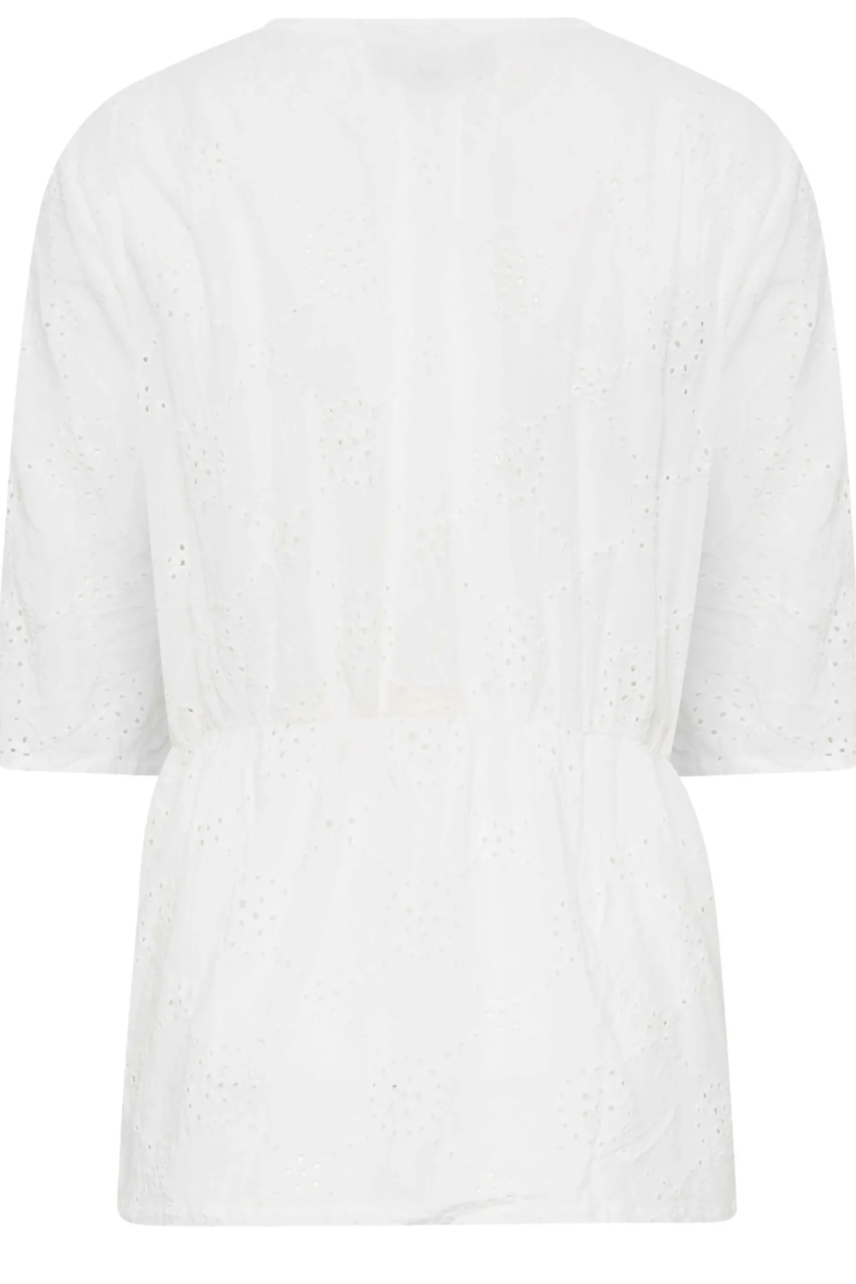 M&Co Womens White Broderie V-Neck Blouse>Women Short Sleeve Tops