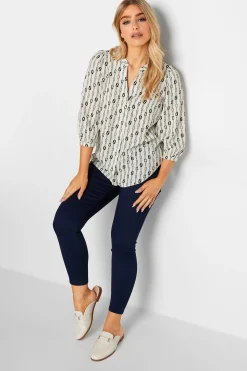 M&Co Womens White Chain Print V-Neck Blouse>Women Shirts