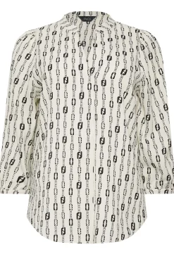 M&Co Womens White Chain Print V-Neck Blouse><noscript><img width=