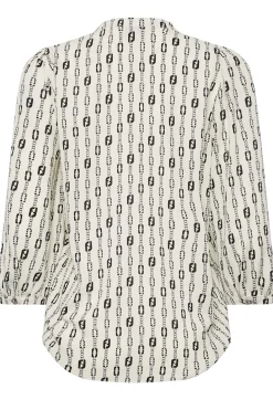 M&Co Womens White Chain Print V-Neck Blouse><noscript><img width=