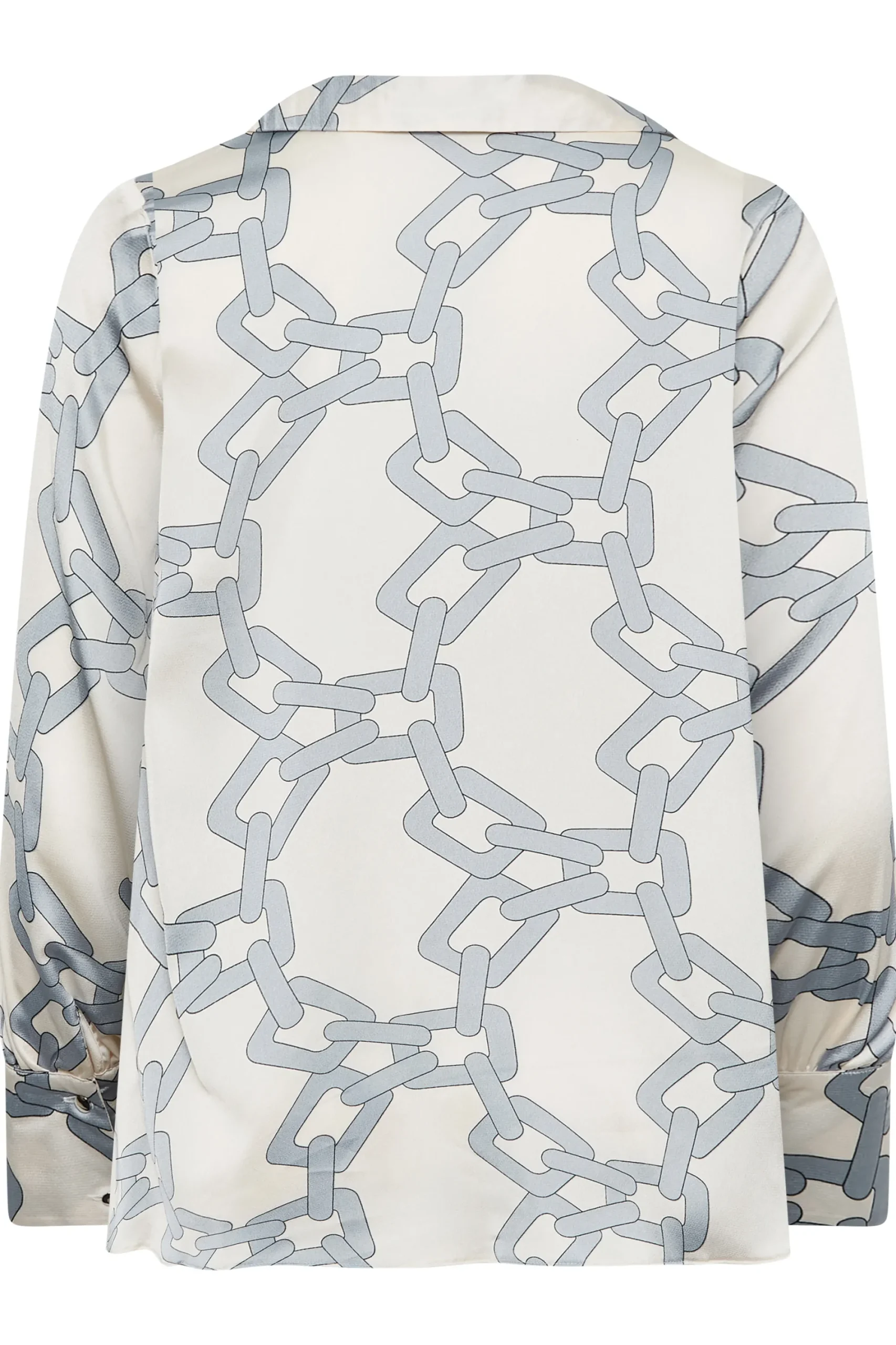 M&Co Womens White Chain Print Cowl Neck Satin Blouse>Women Long Sleeve Tops