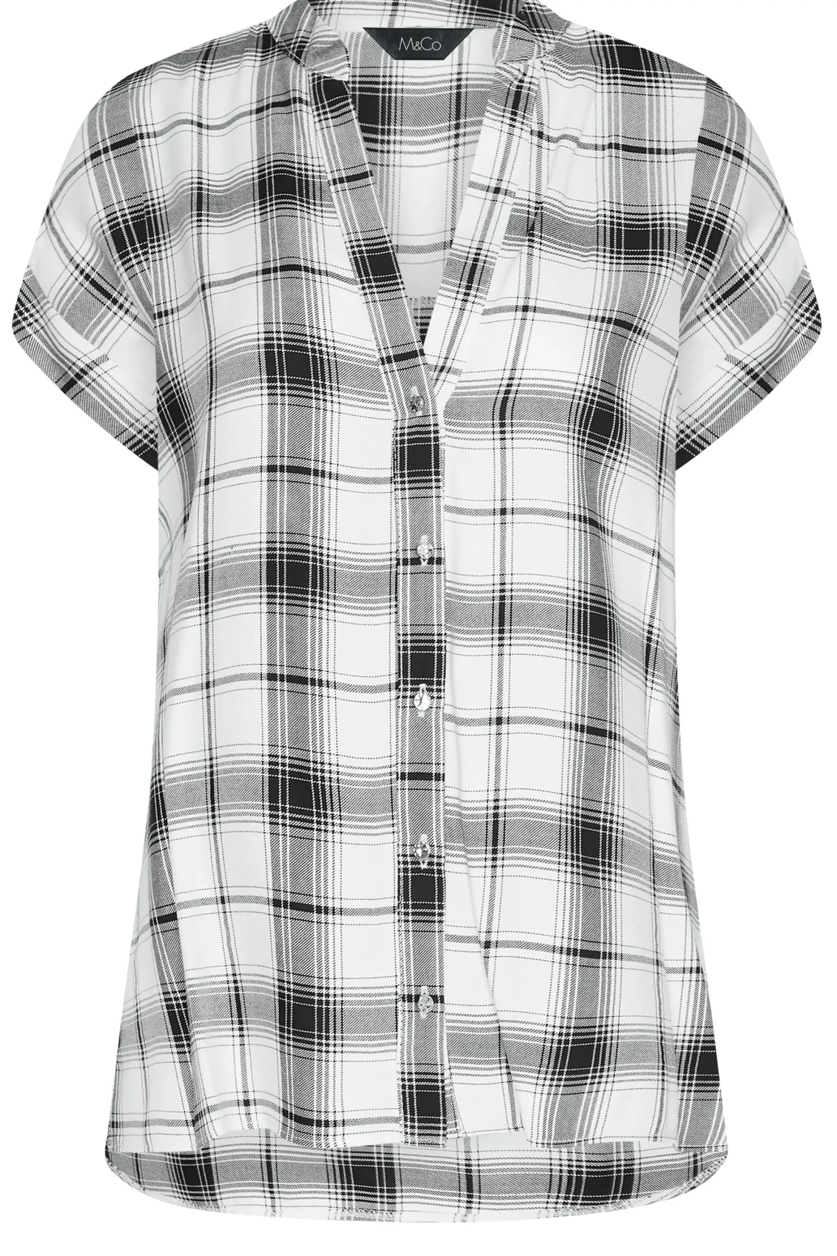 M&Co Womens White Check Short Sleeve Shirt>Women Short Sleeve Tops