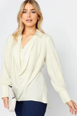 M&Co Womens White Cowl Neck Blouse>Women Blouses