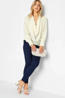 M&Co Womens White Cowl Neck Blouse>Women Blouses