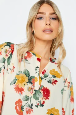 M&Co Womens White Cream Floral Print Satin Blouse><noscript><img width=
