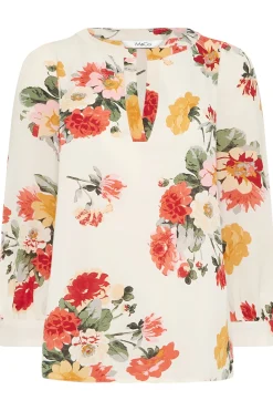 M&Co Womens White Cream Floral Print Satin Blouse><noscript><img width=