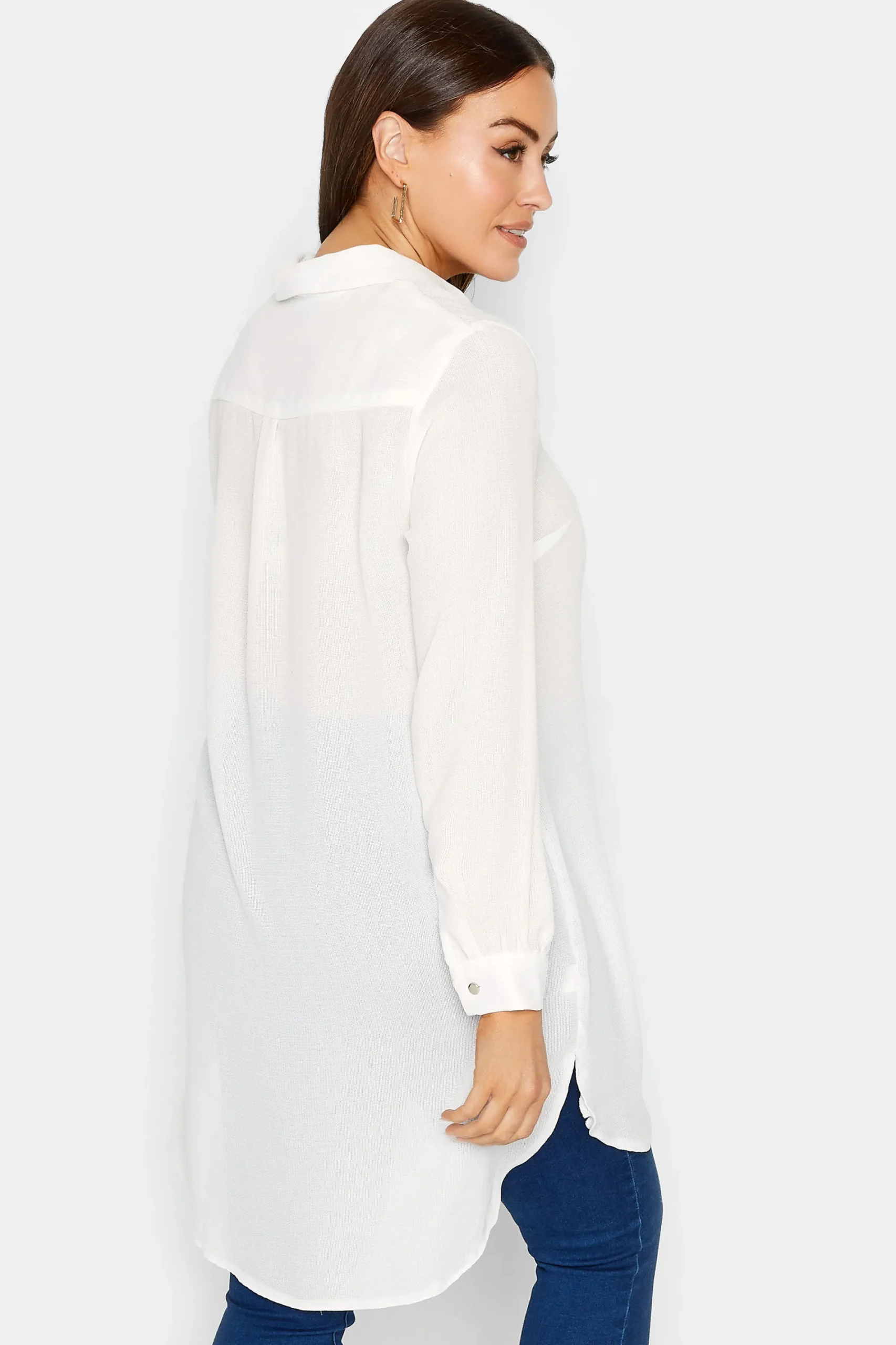 M&Co Womens White Dipped Hem Shirt>Women Shirts