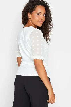 M&Co Womens White Dobby Sleeve Blouse><noscript><img width=