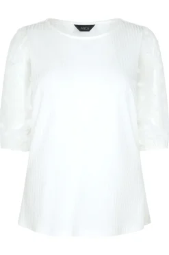 M&Co Womens White Dobby Sleeve Blouse><noscript><img width=