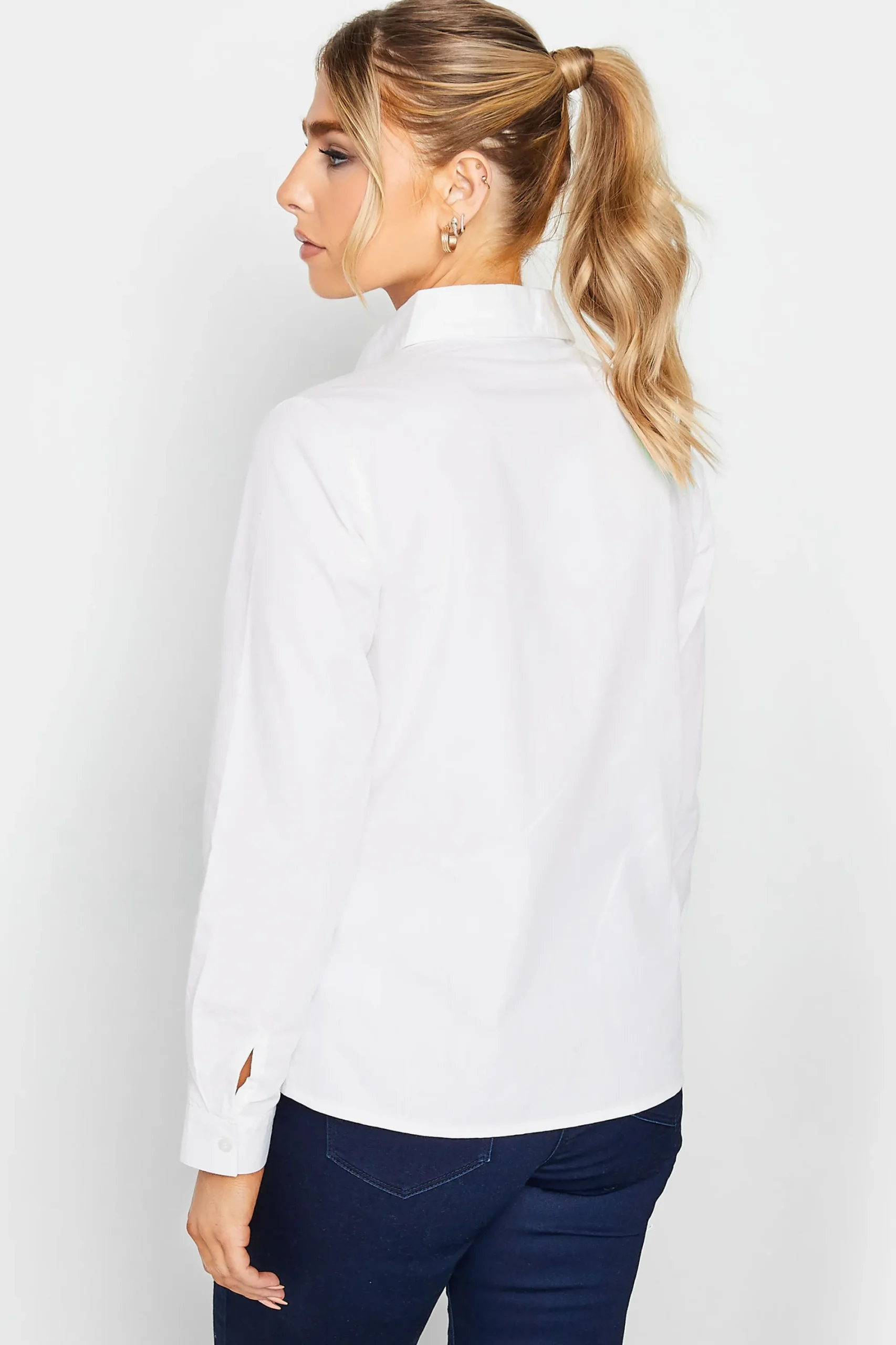 M&Co Womens White Fitted Poplin Shirt>Women Shirts
