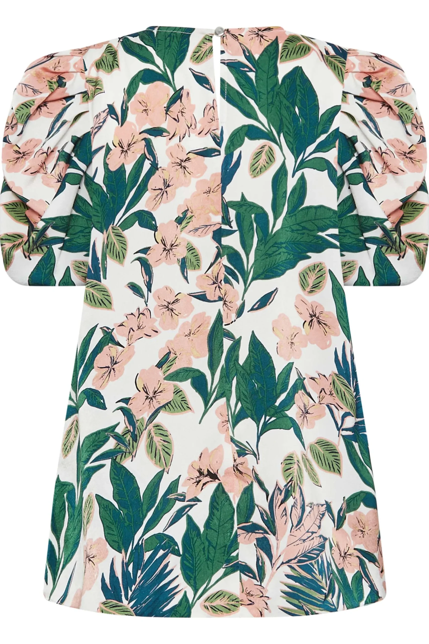 M&Co Womens White Floral Print Puff Sleeve Blouse>Women Short Sleeve Tops