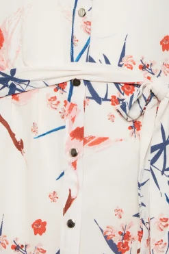 M&Co Womens White Floral Tie Waist Blouse><noscript><img width=