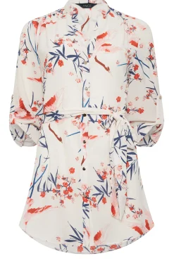 M&Co Womens White Floral Tie Waist Blouse><noscript><img width=