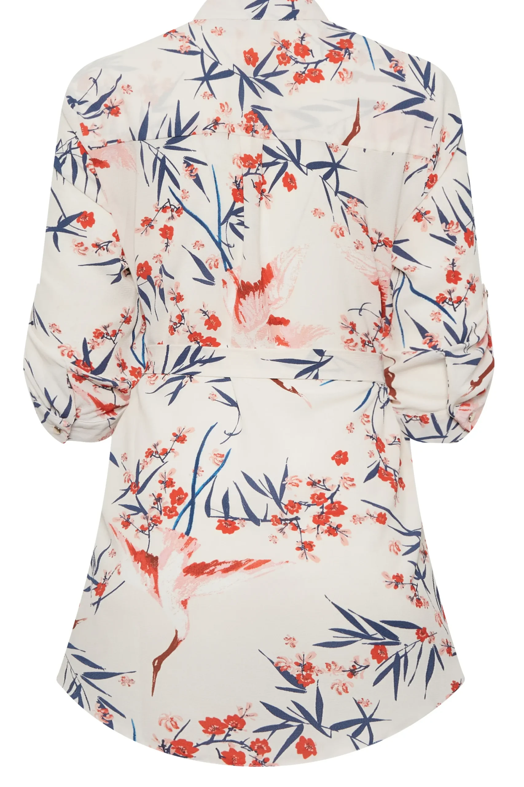 M&Co Womens White Floral Tie Waist Blouse>Women Shirts